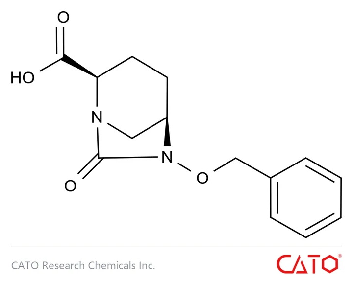 Chemical structure of (2R,5R)-6-(benzyloxy)-7-oxo-1,6-diazabicyclo[3.2.1]octane-2-carboxylic Acid