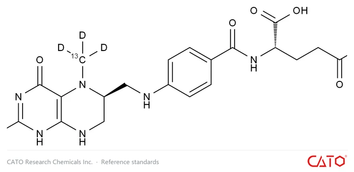 Chemical structure of Levomefolic Acid-13C,d3