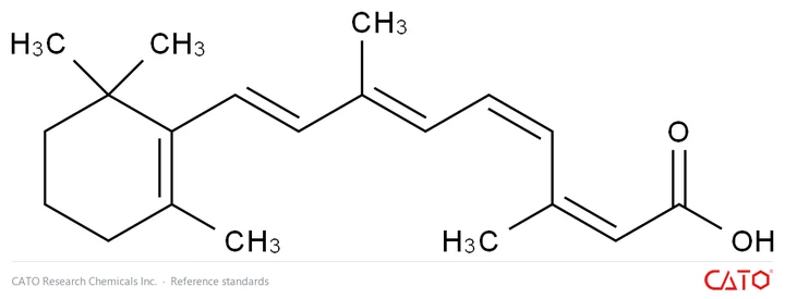 Chemical structure of Tretinoin EP Impurity C (Isotretinoin EP Impurity C, 11,13-di-cis-Retinoic Acid), CAS 3555-80-4