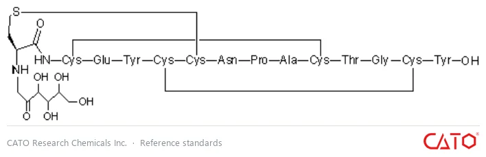 Chemical structure of Cys1-Glucose-Linaclotide