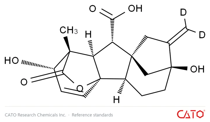 Chemical structure of Gibberellin Acid (GA3)-d2, CAS 120396-36-3